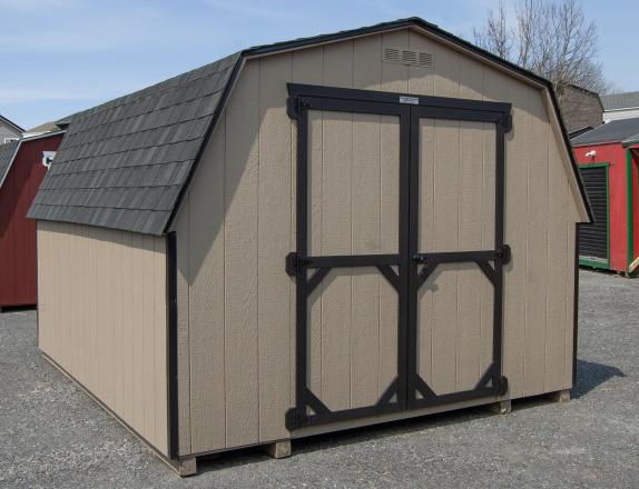 10x12 Madison Series (Economy Line) Mini Barn Style Storage Shed with Clay siding and black trim