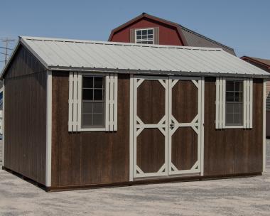 10x16 Side Entry Peak Storage Shed with Double Door, Two Windows, Metal Roofing, and LP Smart Side